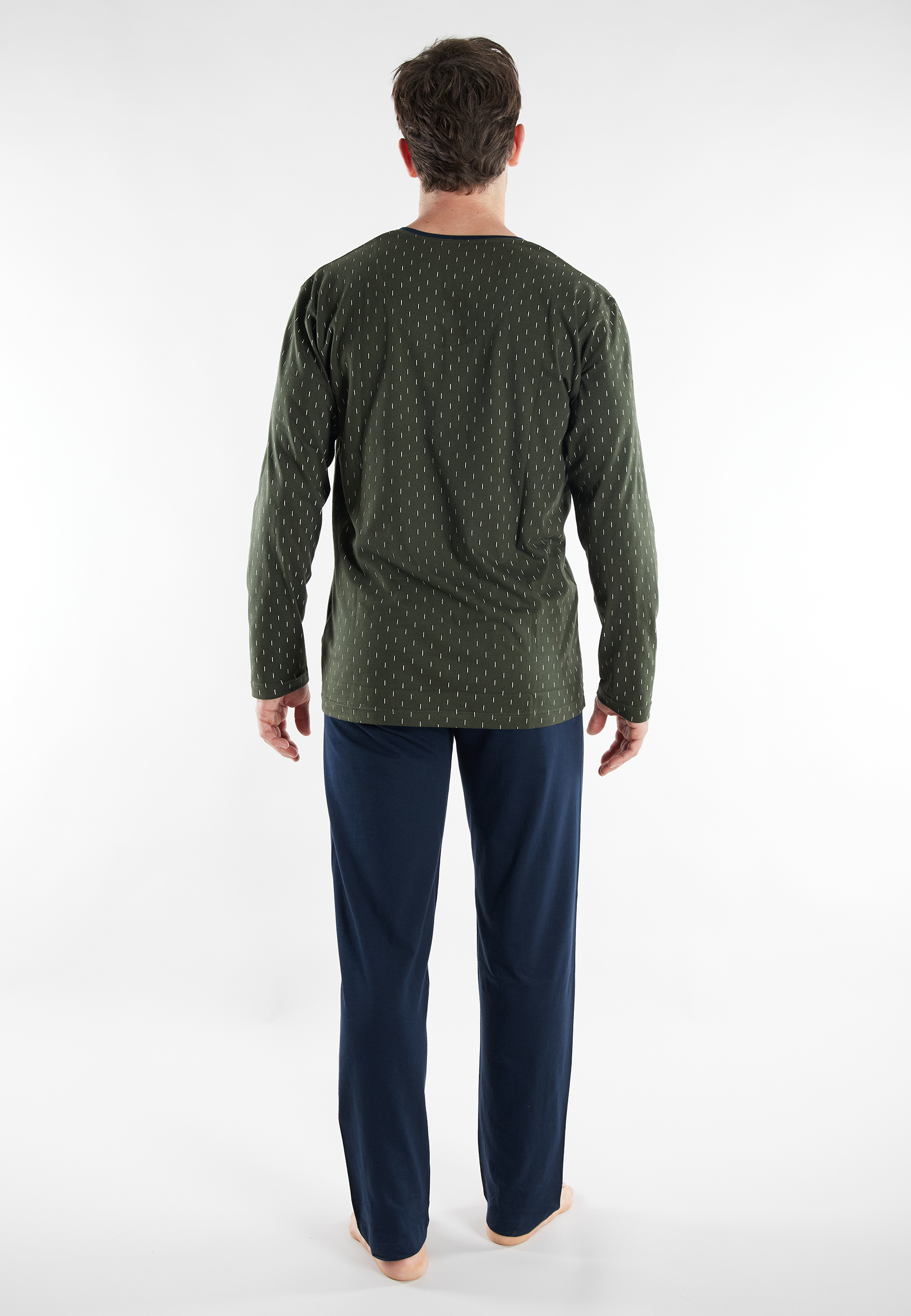 CECEBA Herren Pyjama grün bedruckt