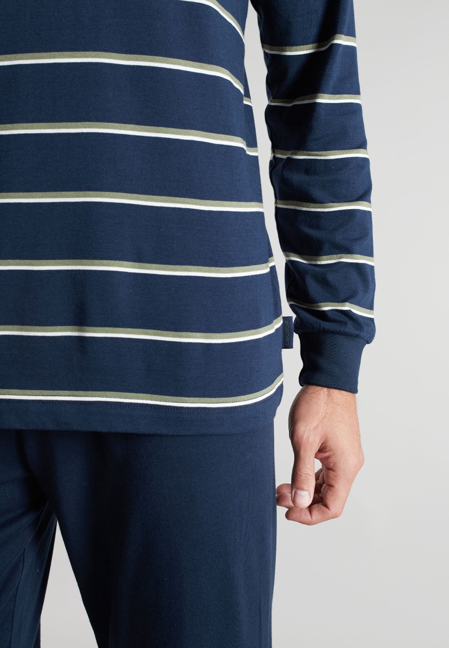 CECEBA Herren Pyjama blau quergestreift