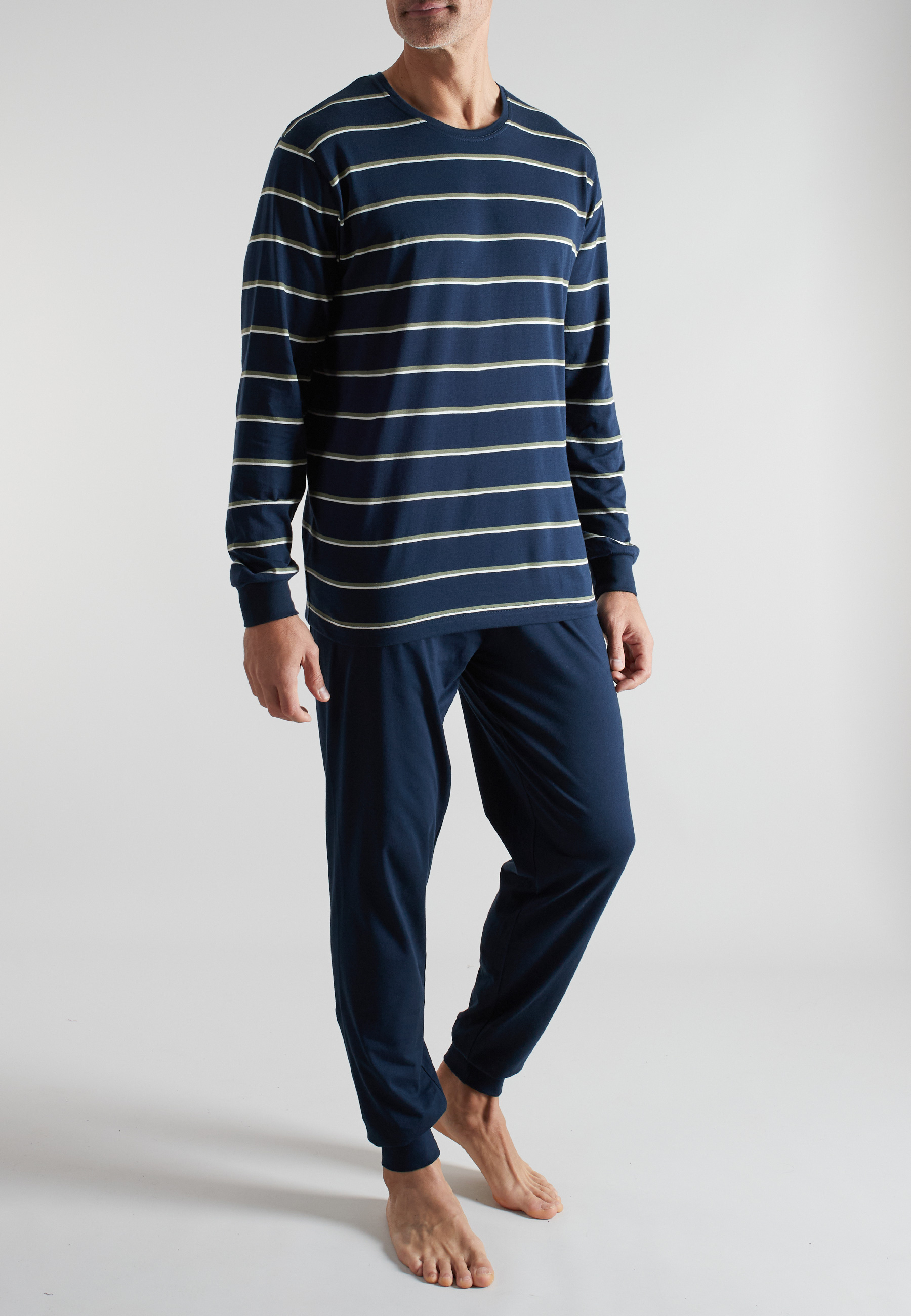 CECEBA Herren Pyjama blau quergestreift