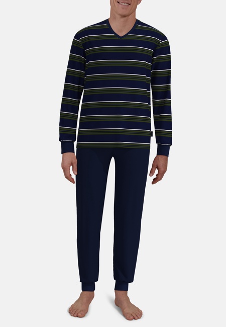CECEBA Herren Pyjama blau quergestreift
