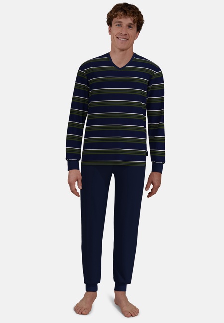 CECEBA Herren Pyjama blau quergestreift