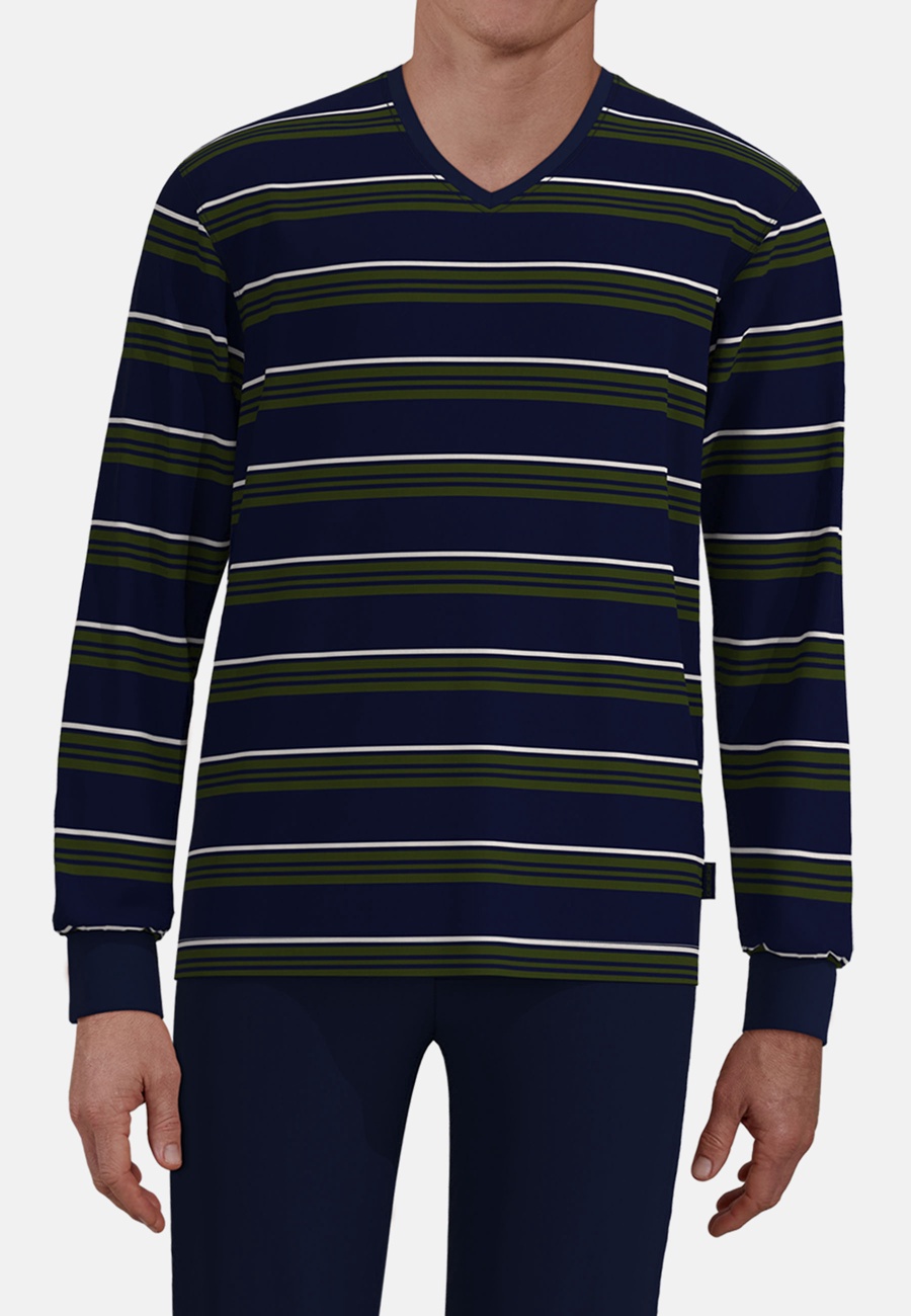 CECEBA Herren Pyjama blau quergestreift