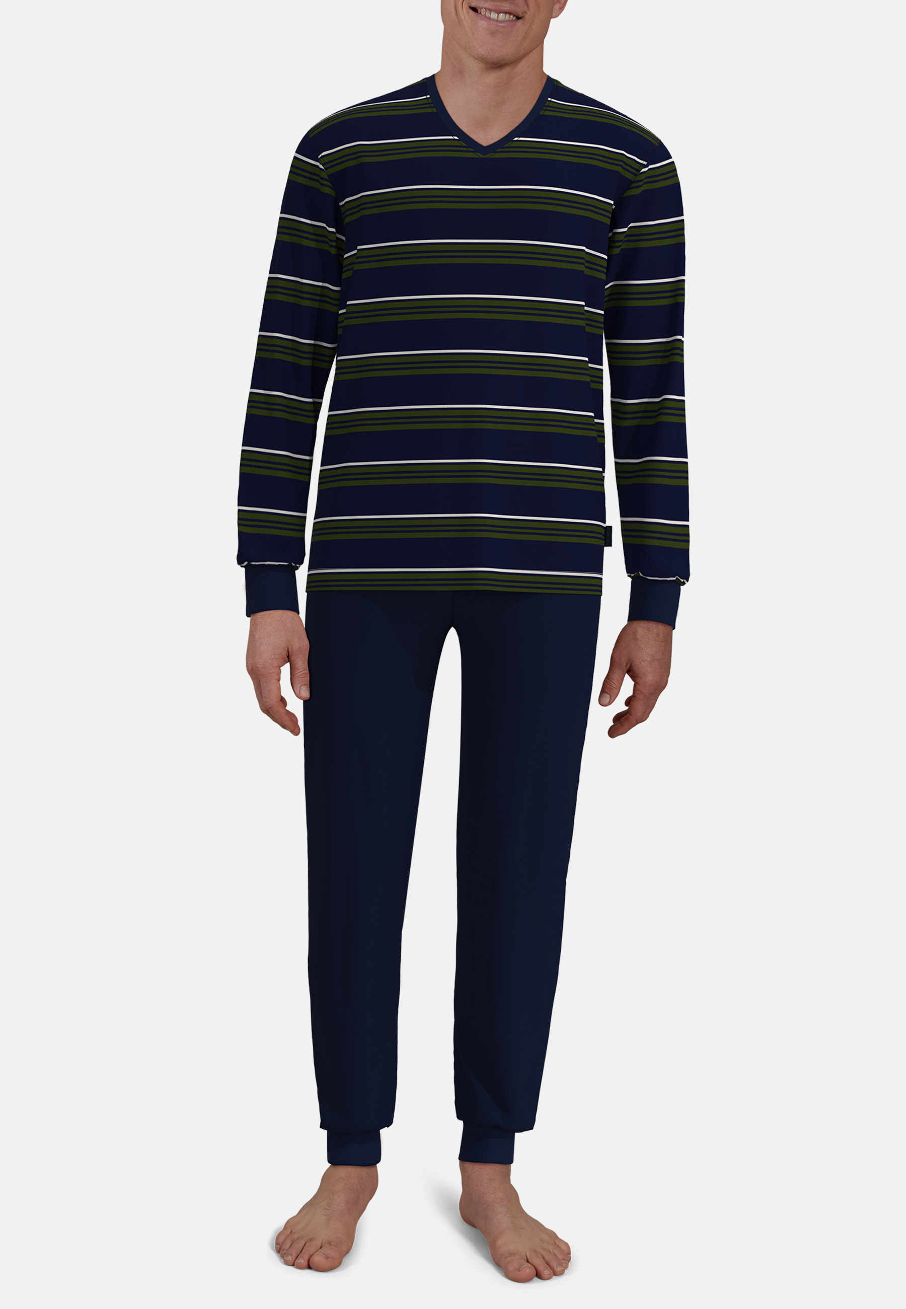 CECEBA Herren Pyjama blau quergestreift