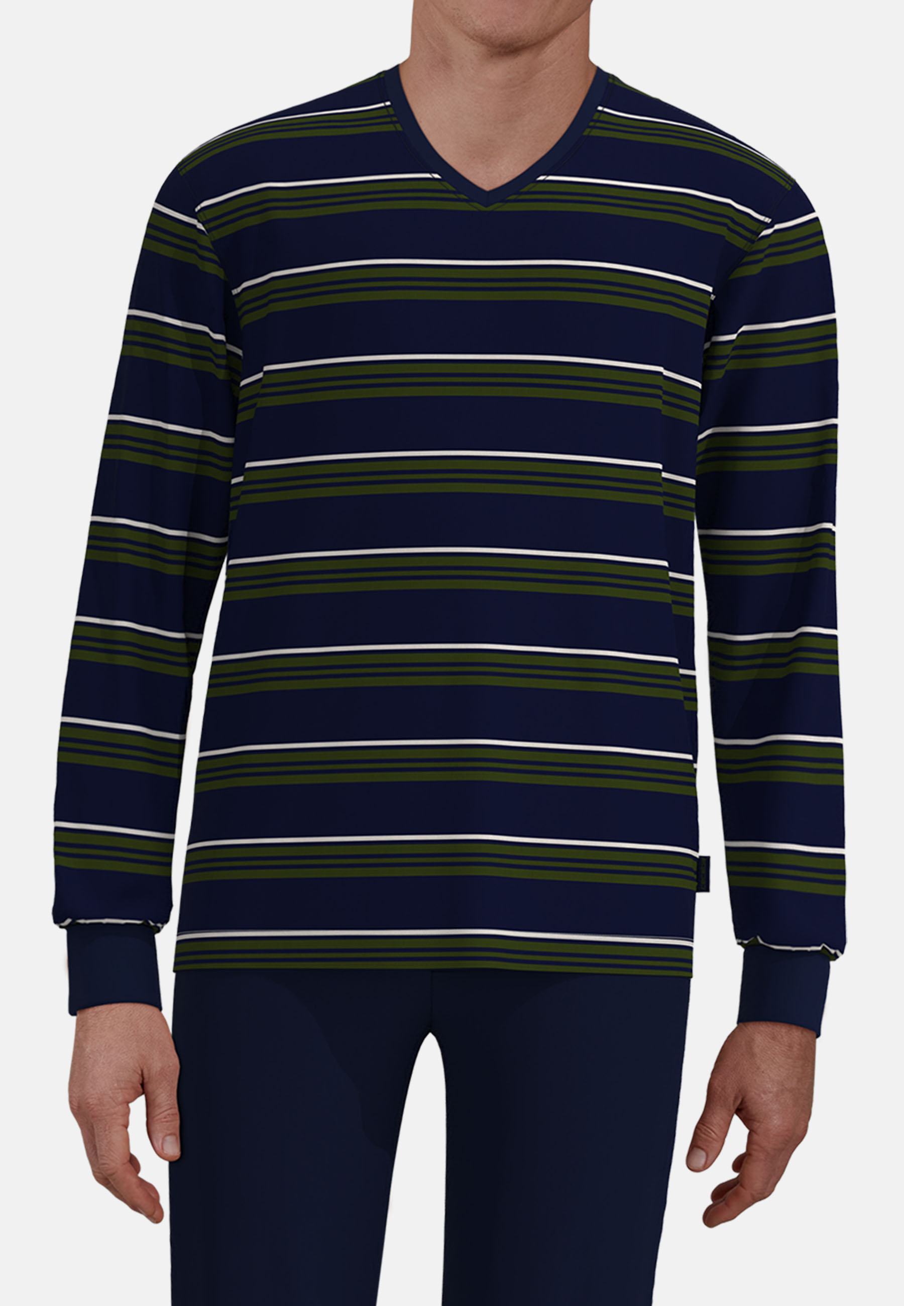 CECEBA Herren Pyjama blau quergestreift