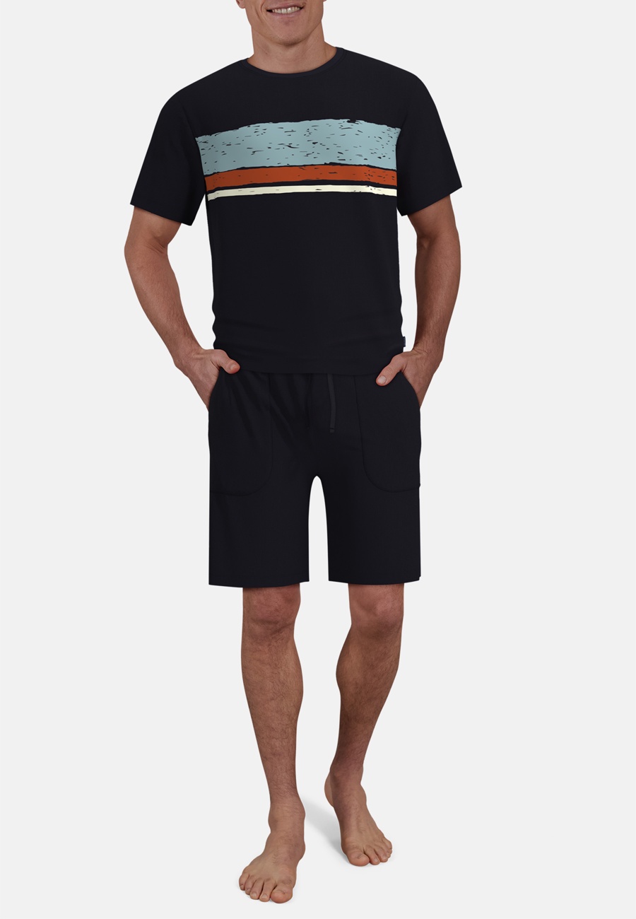 CECEBA Herren Shorty blau bedruckt