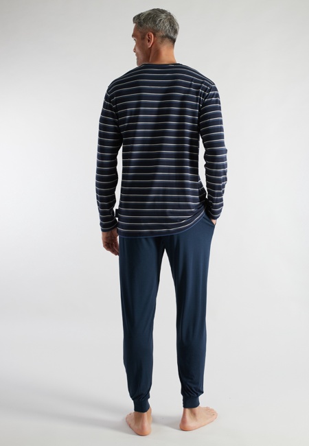 CECEBA Herren Pyjama blau quergestreift