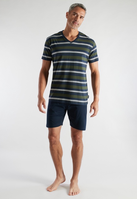 CECEBA Herren Shorty grün quergestreift