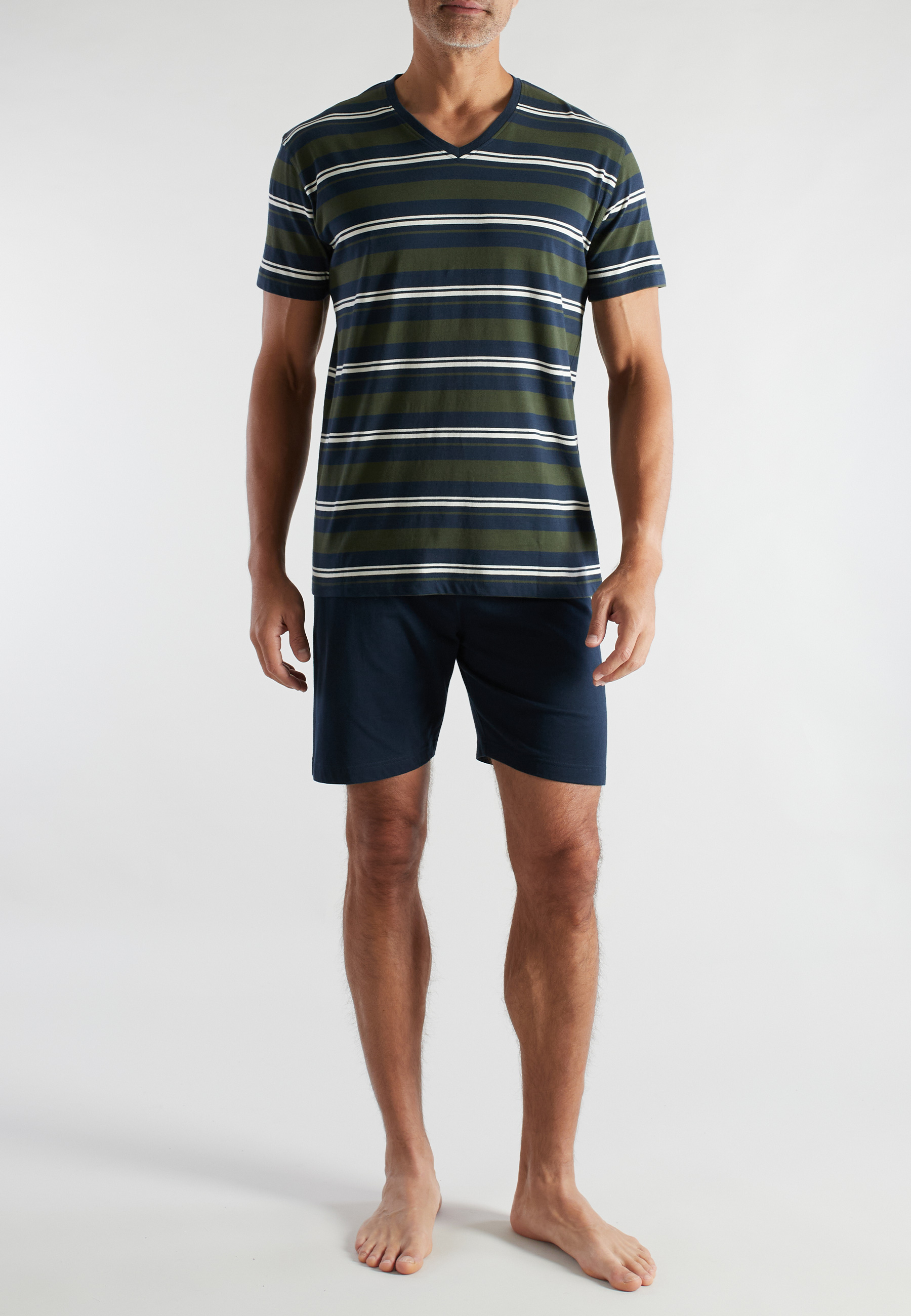 CECEBA Herren Shorty grün quergestreift