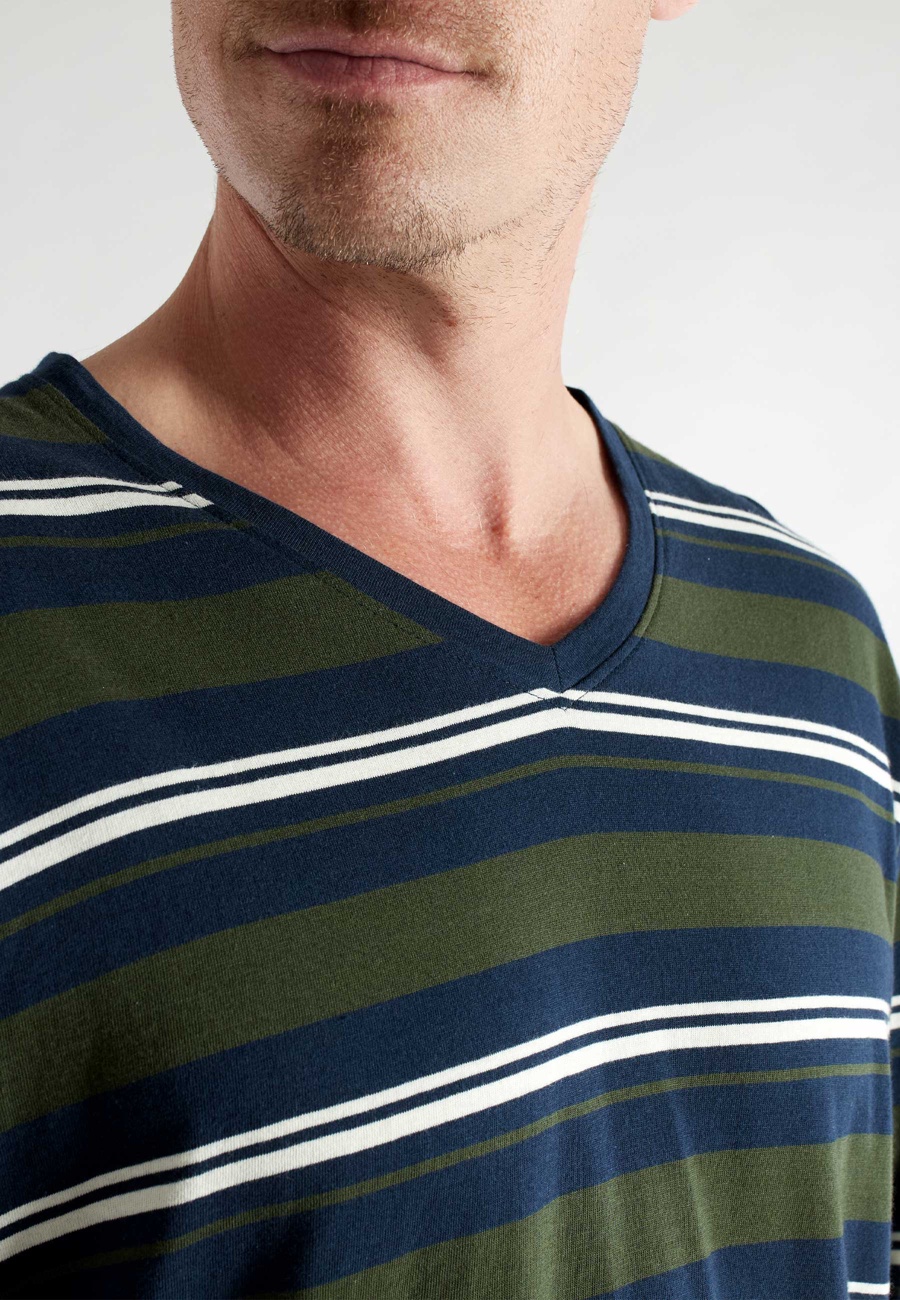 CECEBA Herren Pyjama grün quergestreift
