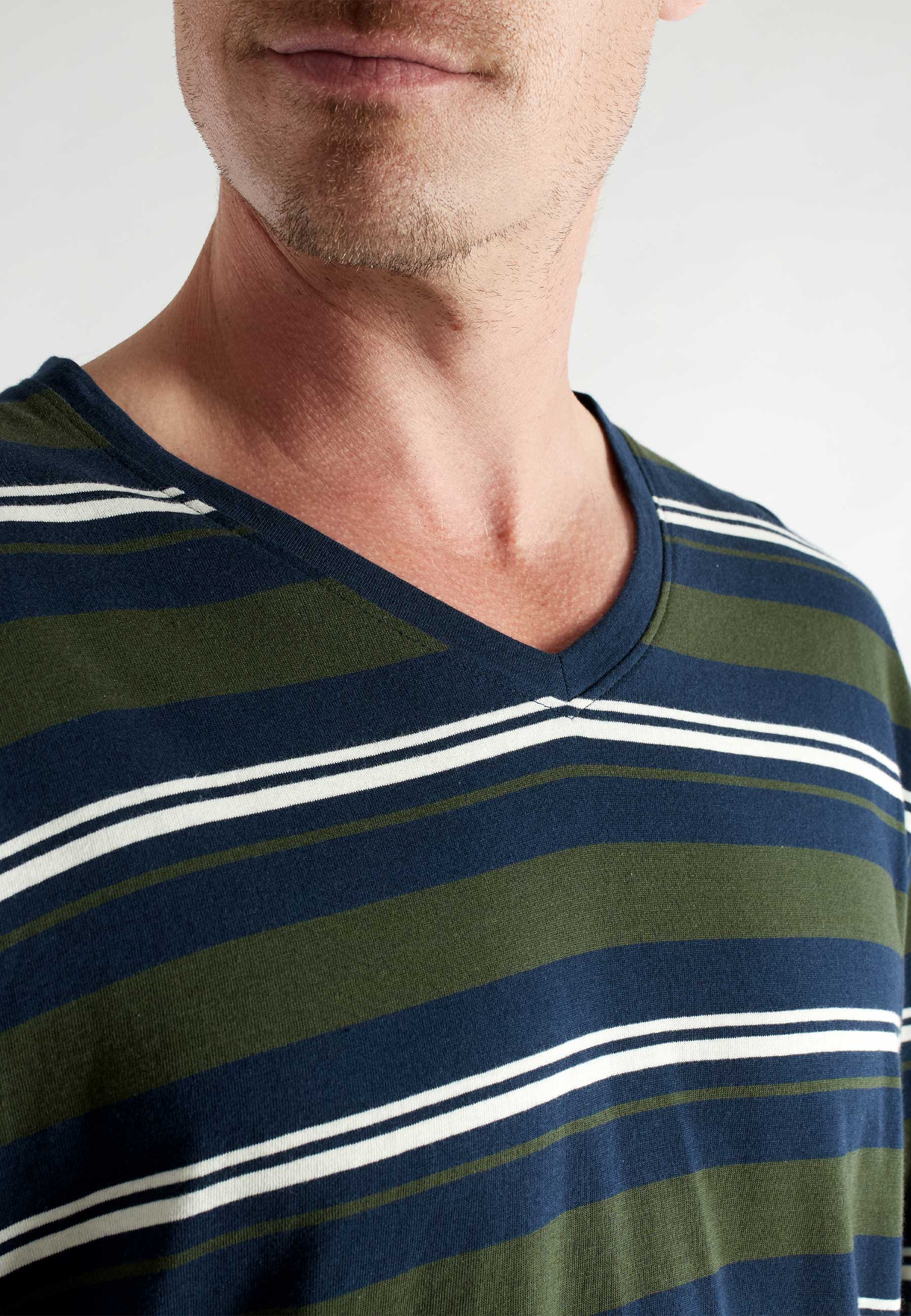 CECEBA Herren Pyjama grün quergestreift