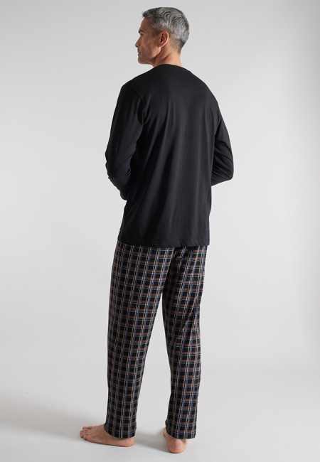 CECEBA Herren Pyjama schwarz kariert