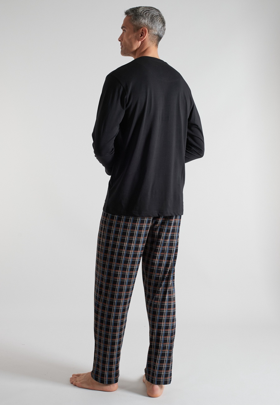 CECEBA Herren Pyjama schwarz kariert