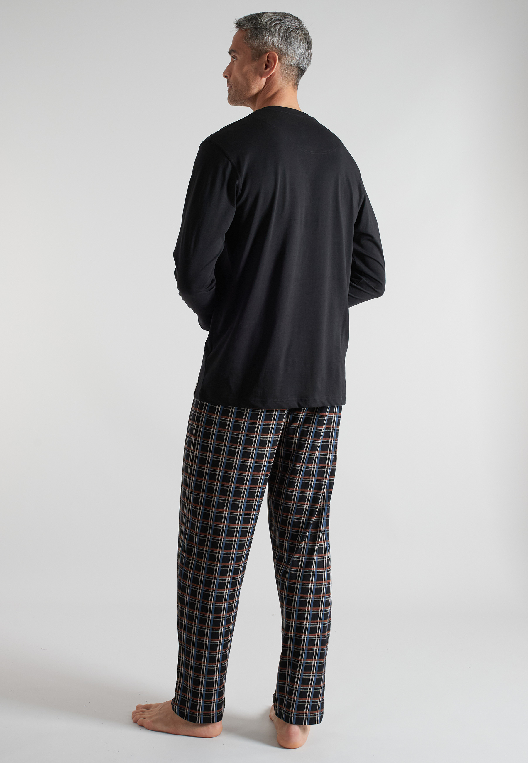 CECEBA Herren Pyjama schwarz kariert