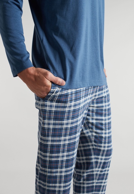 CECEBA Herren Pyjama blau kariert