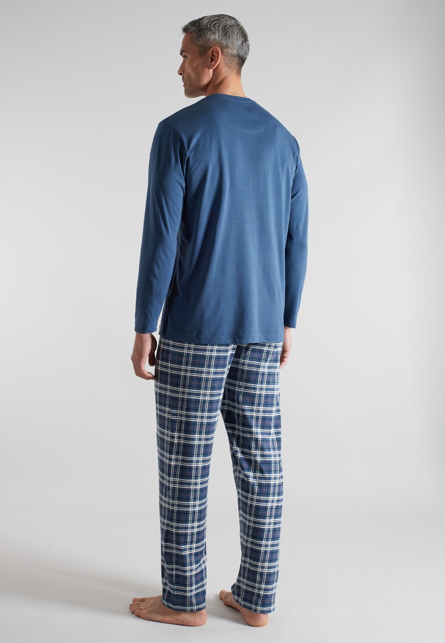 CECEBA Herren Pyjama blau kariert