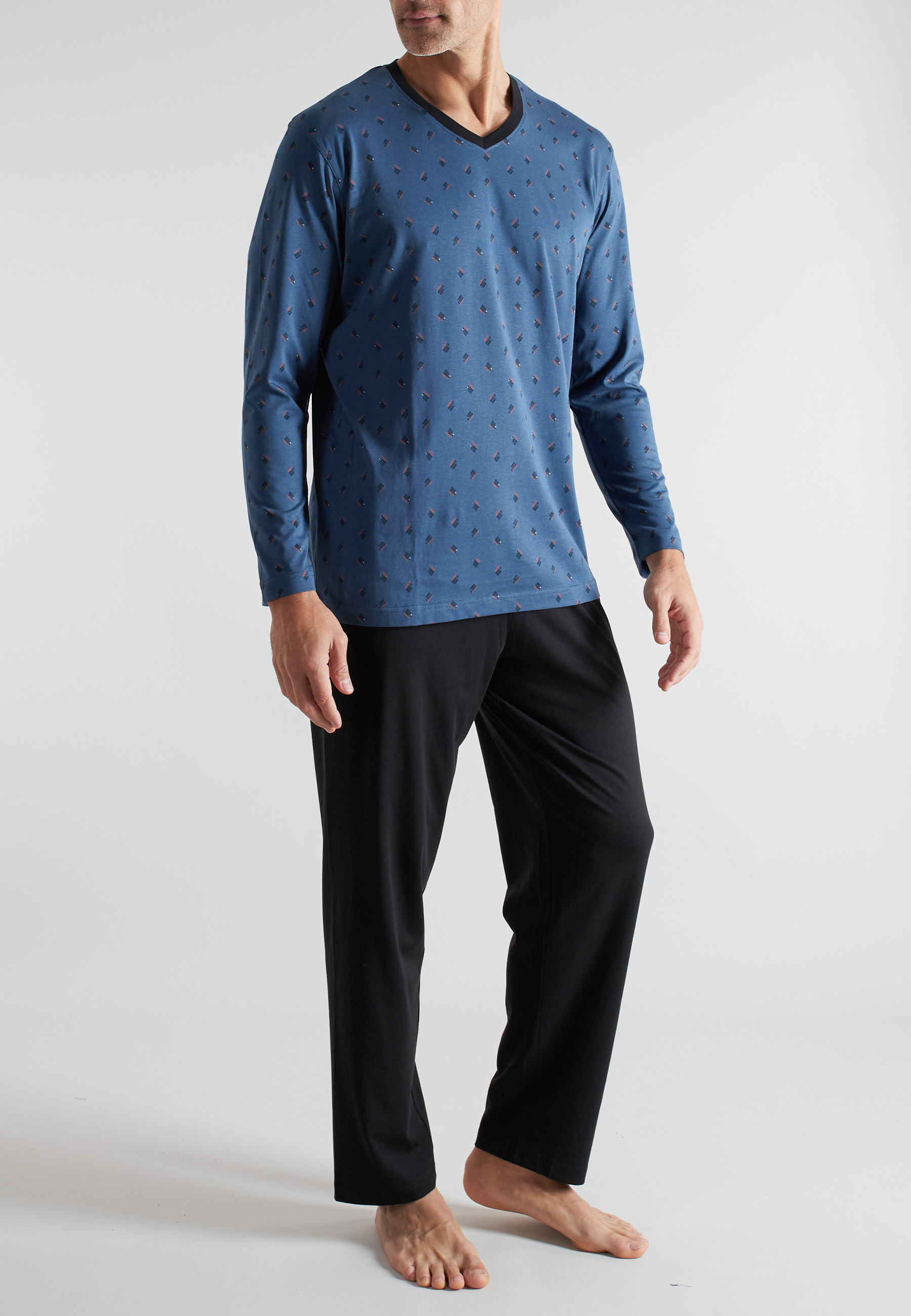 CECEBA Herren Pyjama blau bedruckt