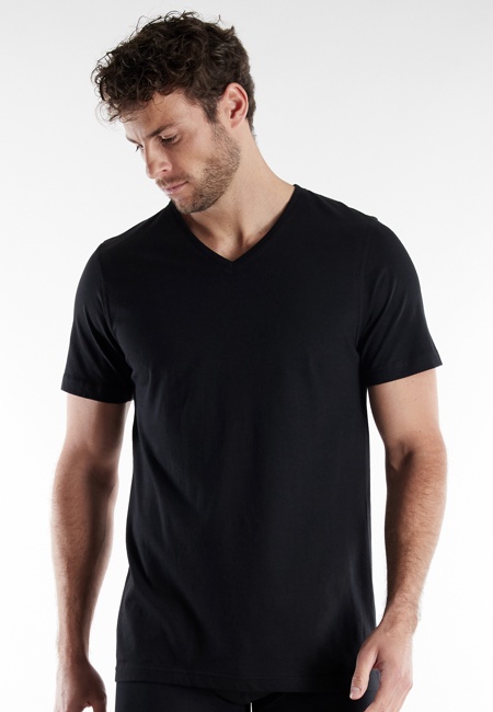 BUGATTI Herren T-Shirt schwarz uni 2er Pack