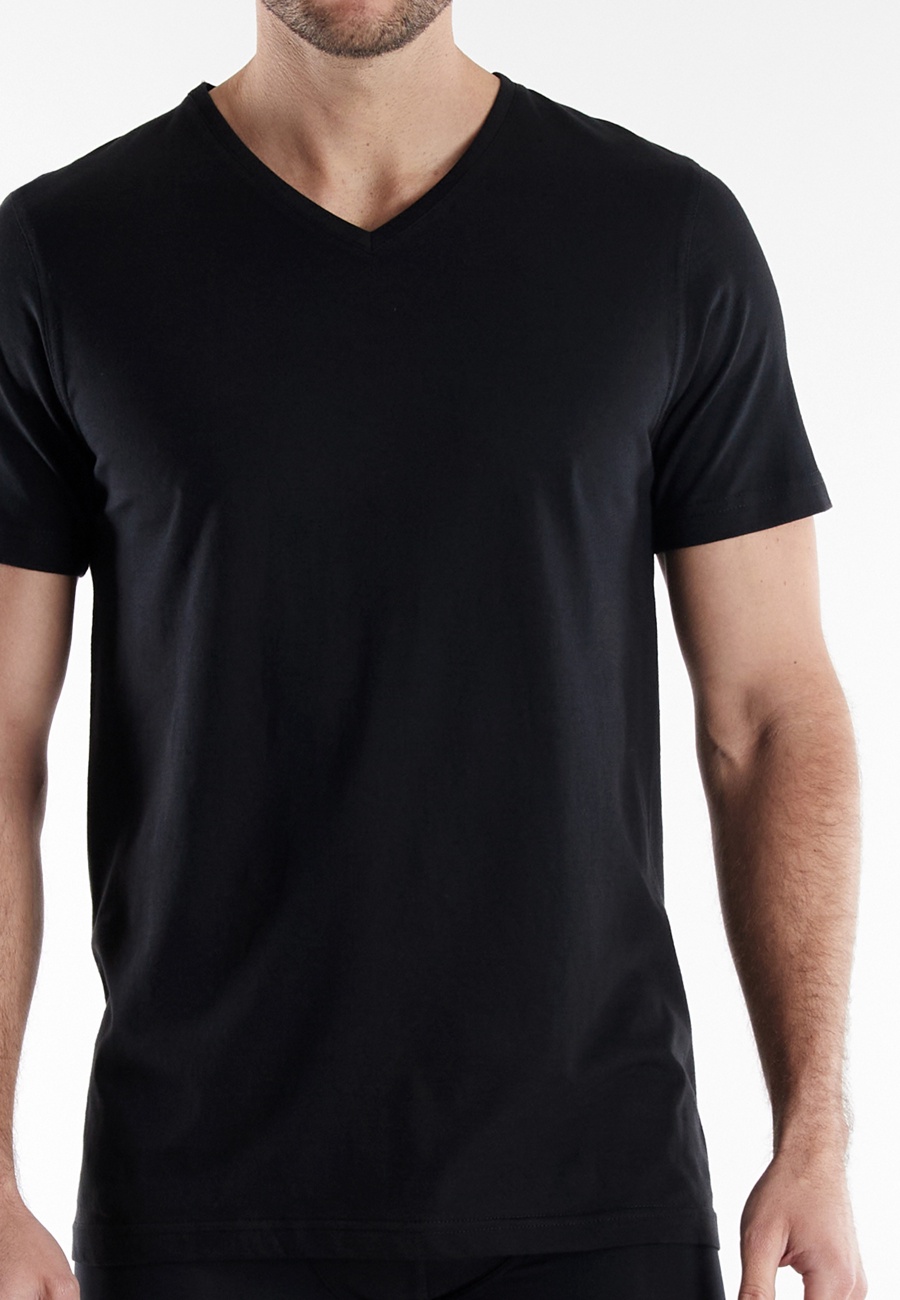BUGATTI Herren T-Shirt schwarz uni 2er Pack