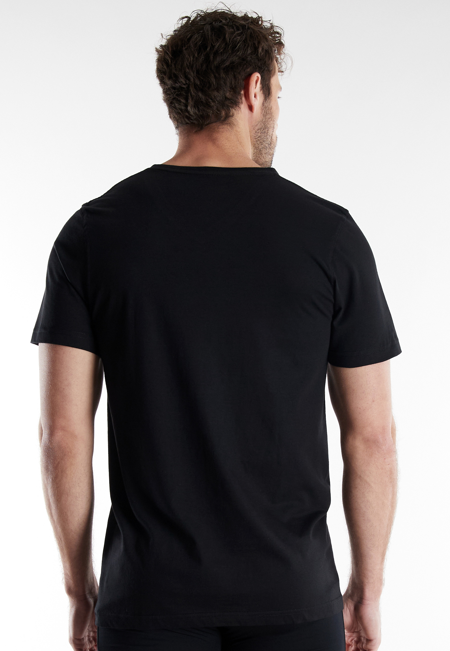 BUGATTI Herren T-Shirt schwarz uni 2er Pack