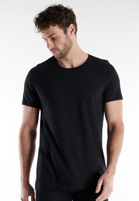 BUGATTI Herren T-Shirt schwarz uni 2er Pack