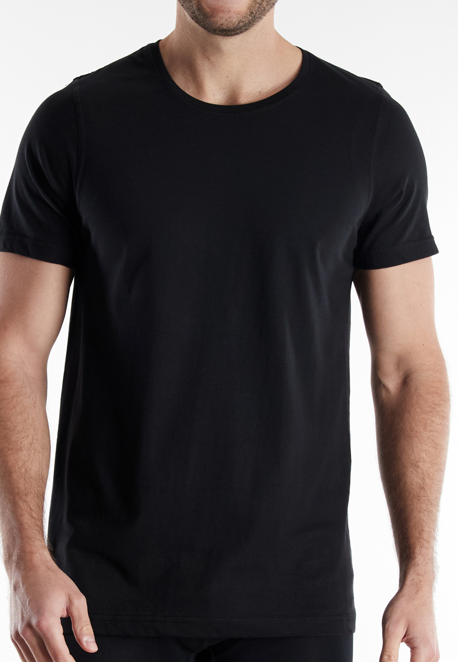 BUGATTI Herren T-Shirt schwarz uni 2er Pack