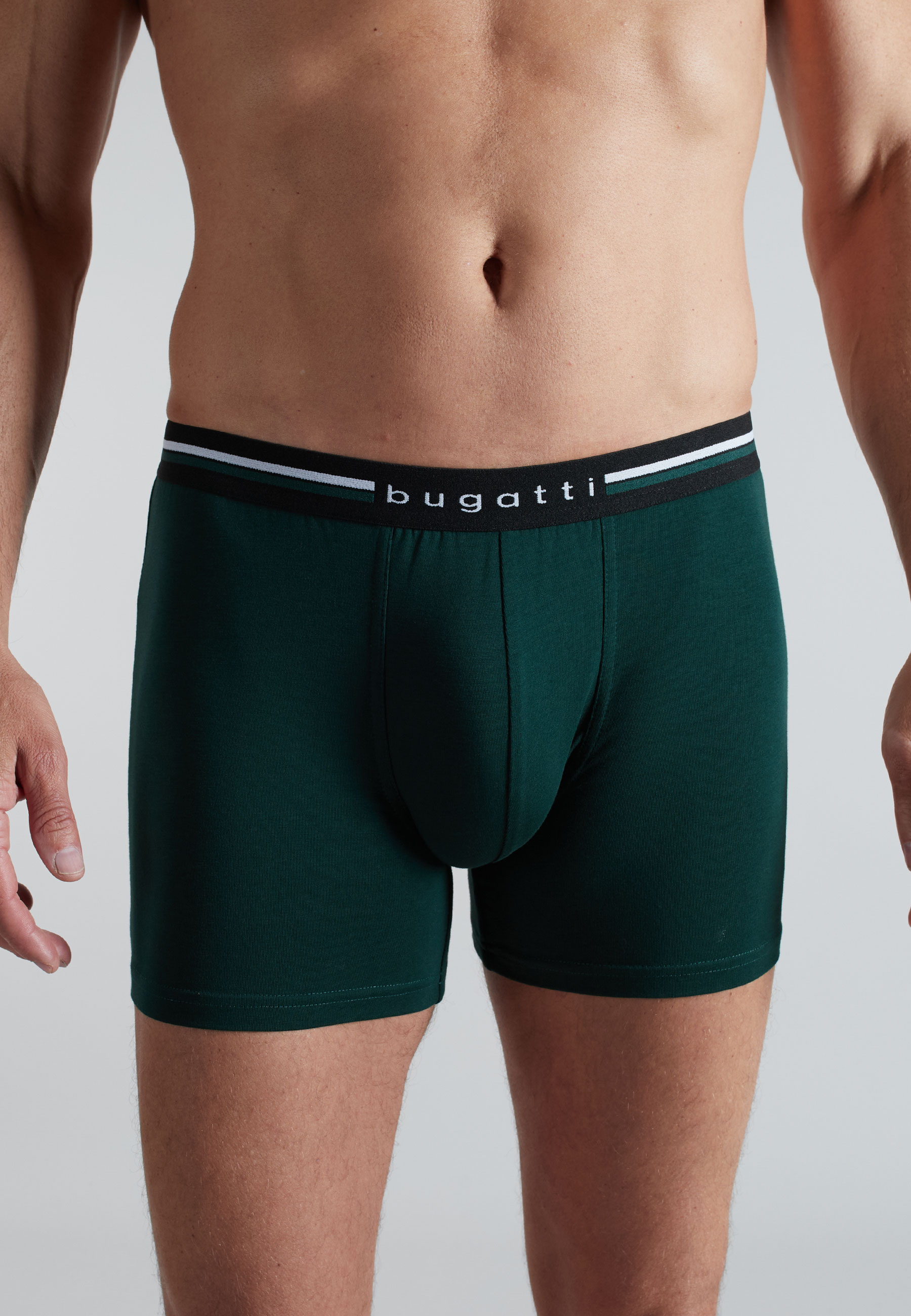 BUGATTI Herren Long-Pants grün uni 2er Pack