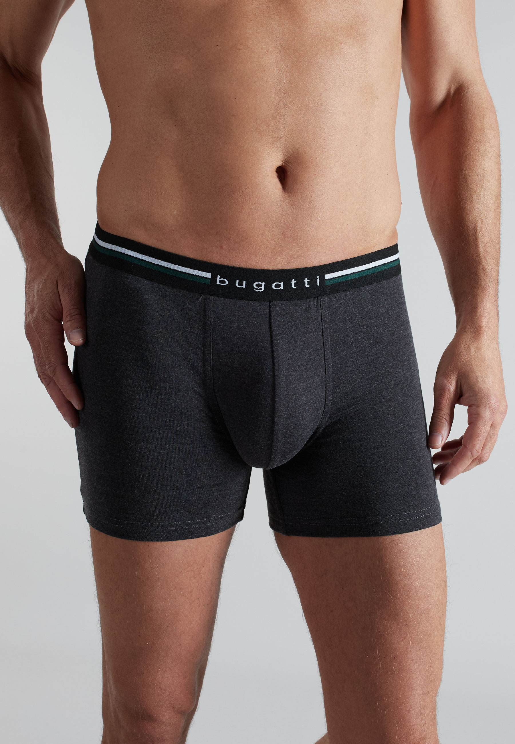 BUGATTI Herren Long-Pants schwarz uni 2er Pack