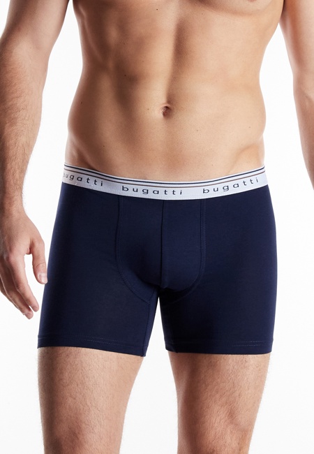 BUGATTI Herren Long-Pants blau uni 3er Pack