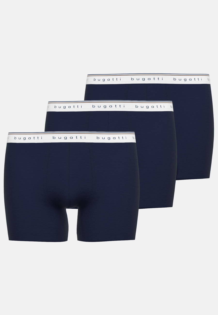 BUGATTI Herren Long-Pants blau uni 3er Pack