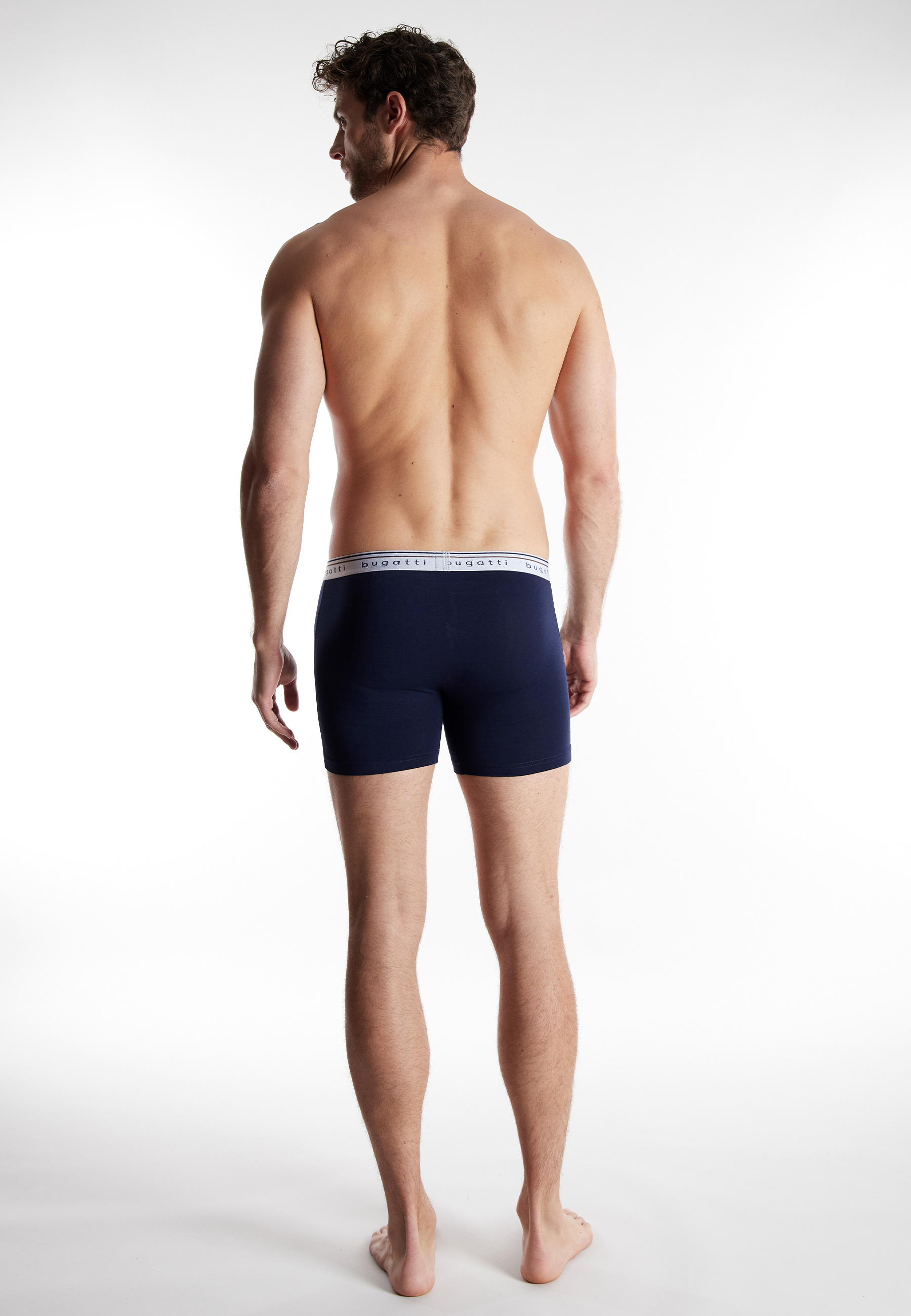 BUGATTI Herren Long-Pants blau uni 3er Pack