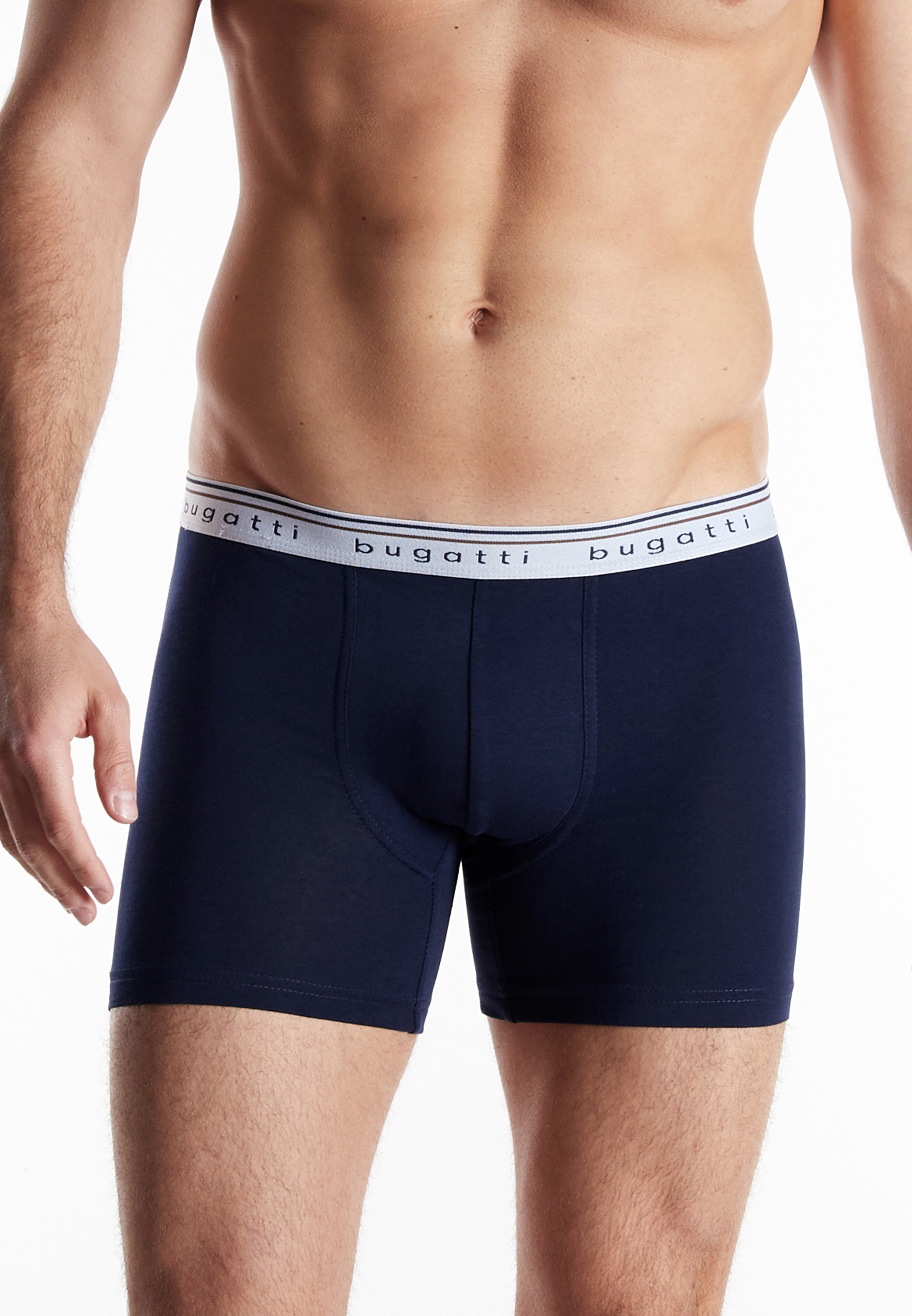 BUGATTI Herren Long-Pants blau uni 3er Pack