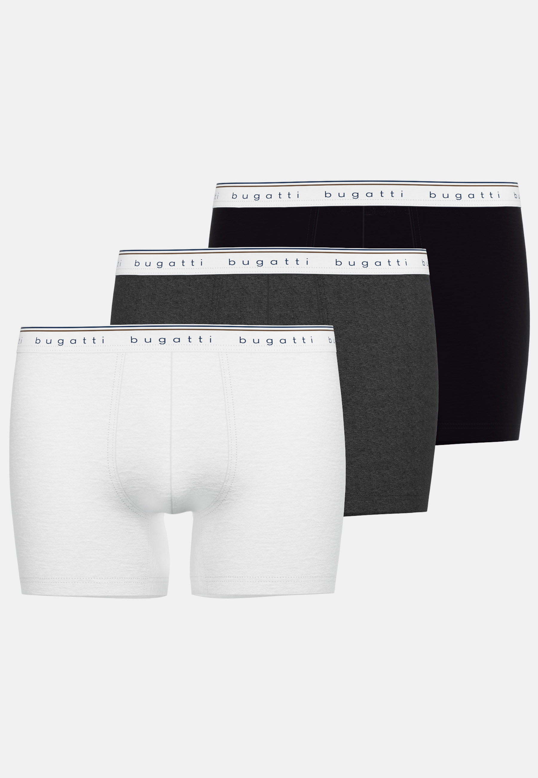 BUGATTI Herren Long-Pants grau uni 3er Pack