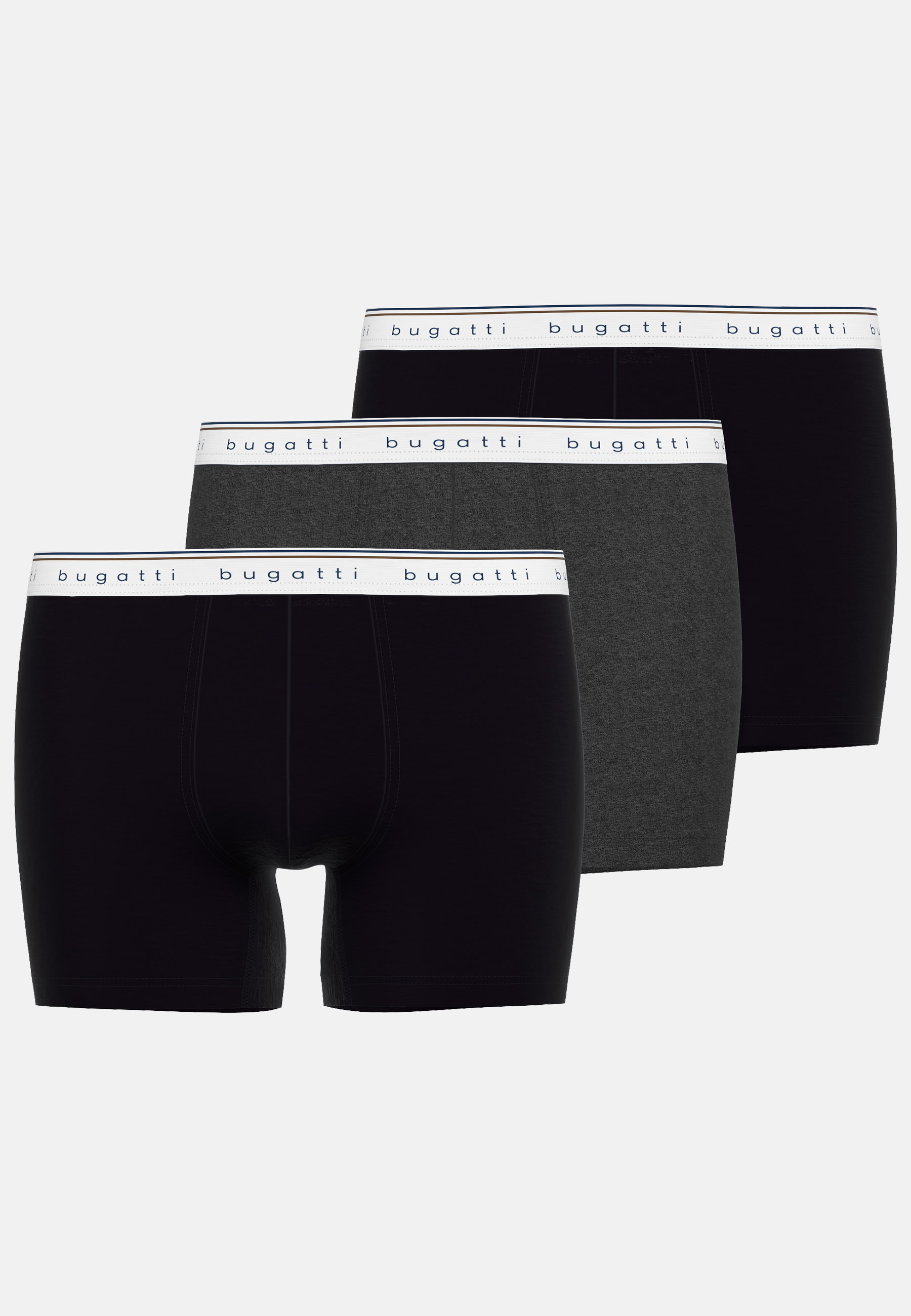 BUGATTI Herren Long-Pants schwarz uni 3er Pack