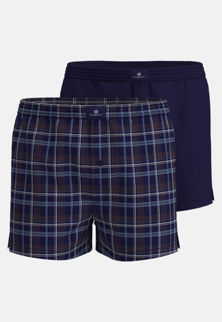 BUGATTI Herren Boxershort blau kariert 2er Pack