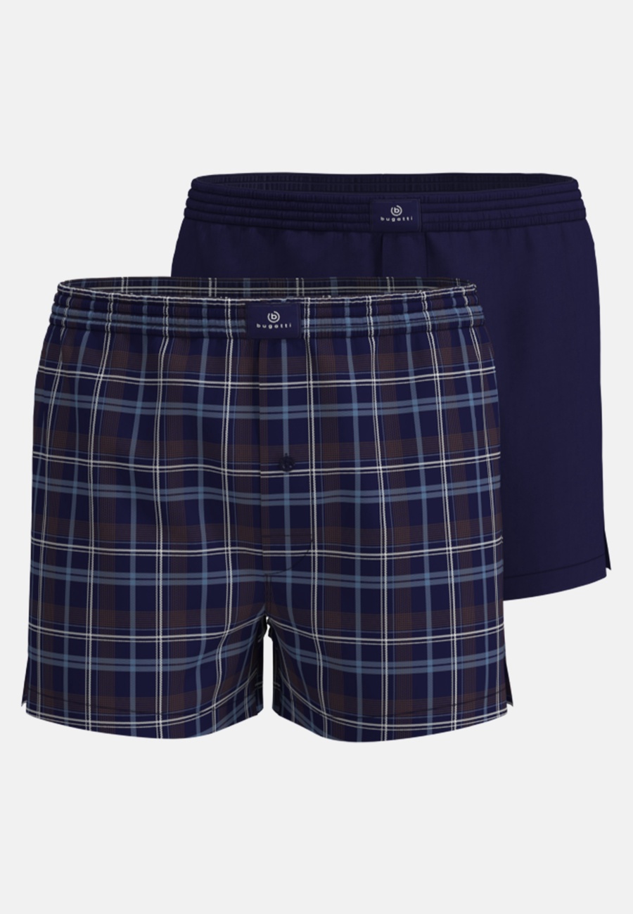 BUGATTI Herren Boxershort blau kariert 2er Pack
