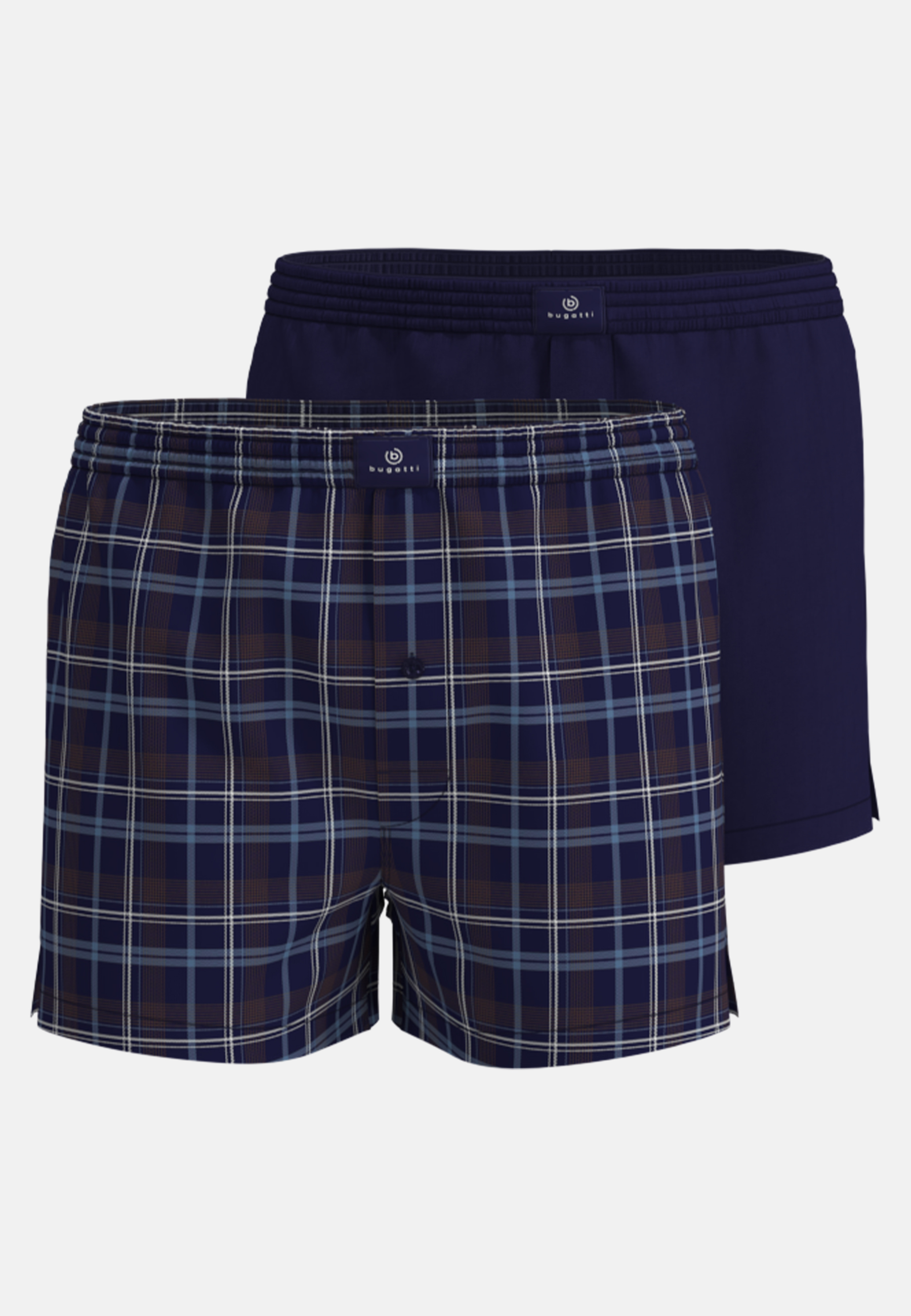 BUGATTI Herren Boxershort blau kariert 2er Pack