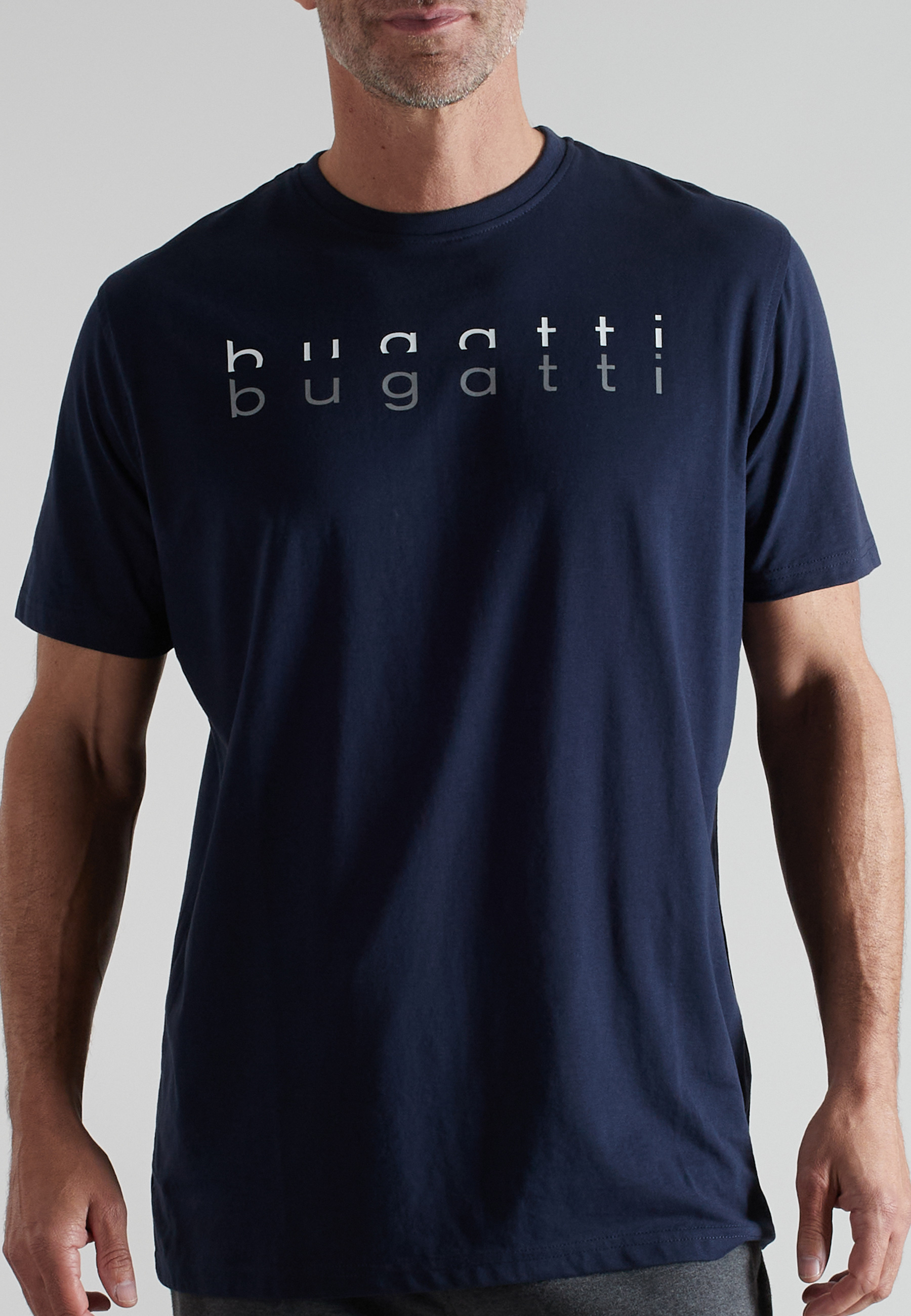 BUGATTI Herren T-Shirt blau uni