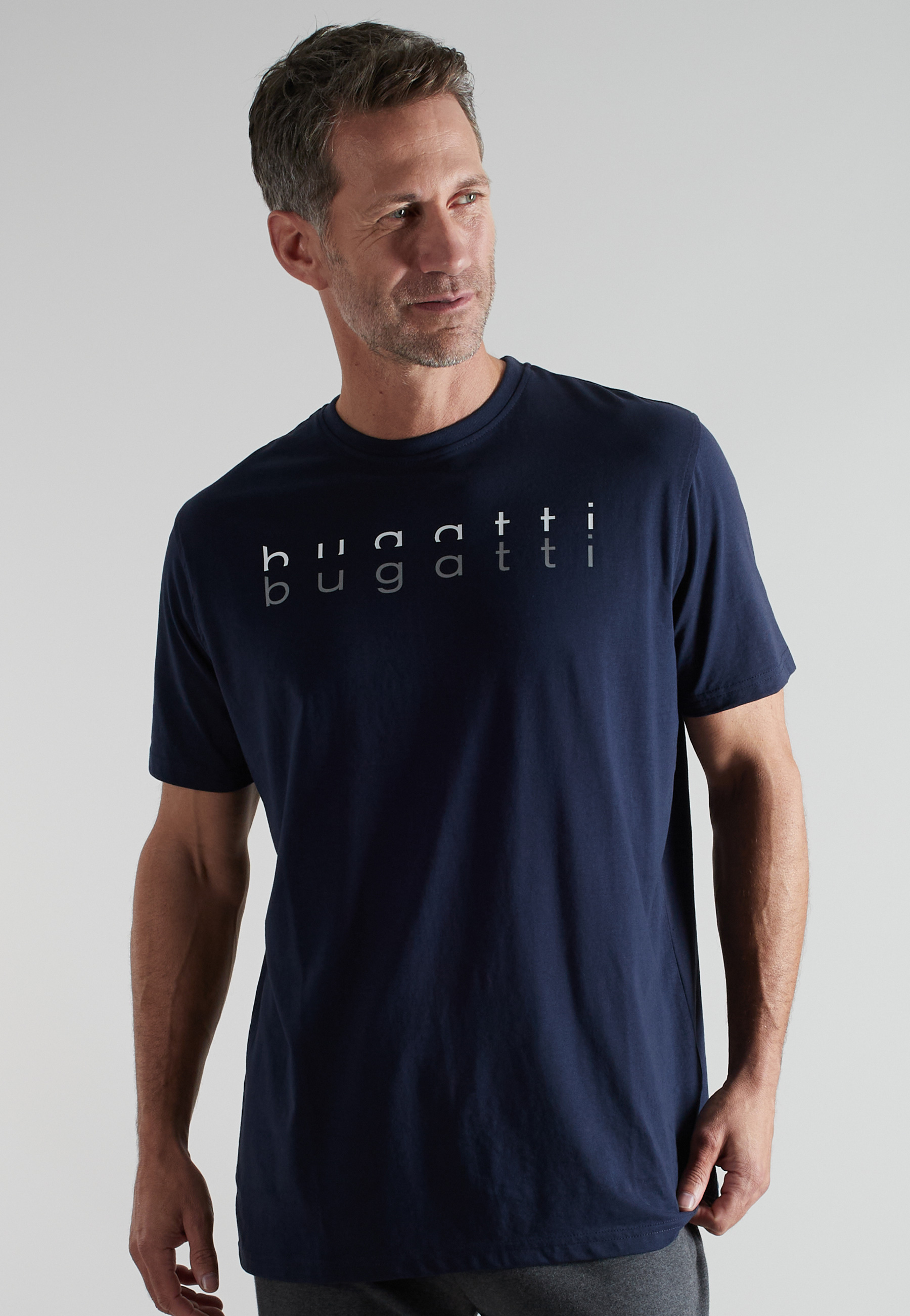 BUGATTI Herren T-Shirt blau uni