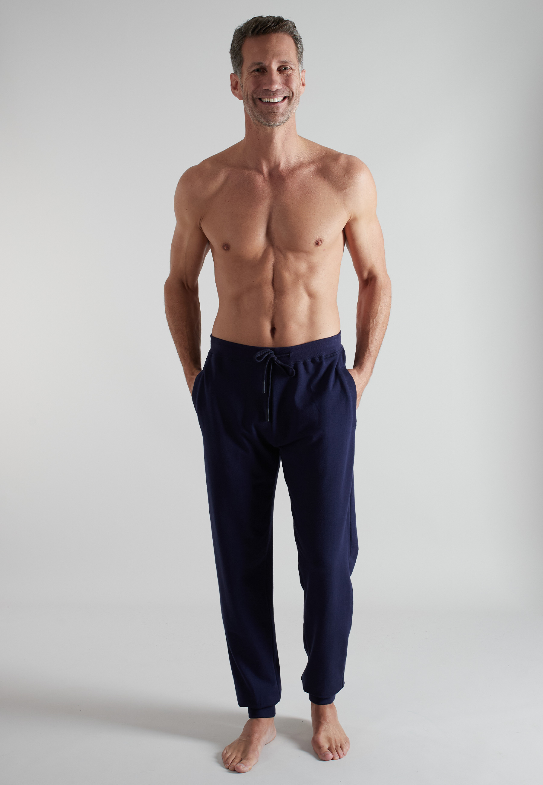 BUGATTI Herren Lange-Hose blau uni