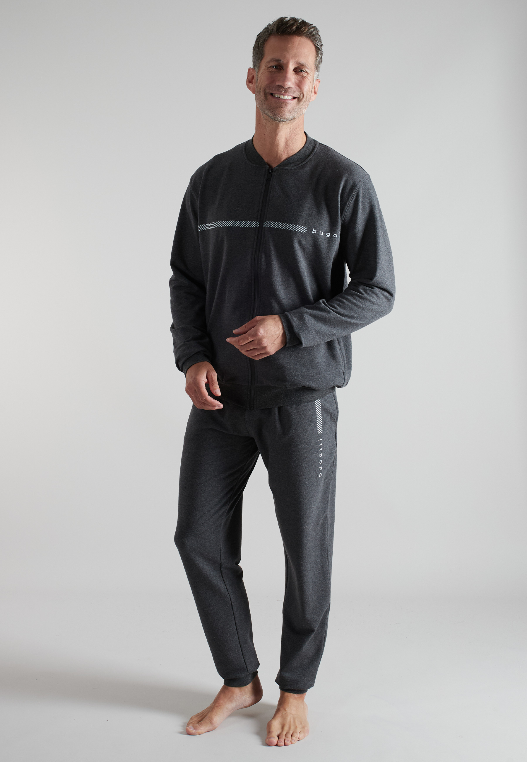 BUGATTI Herren Trainingsanzug grau uni