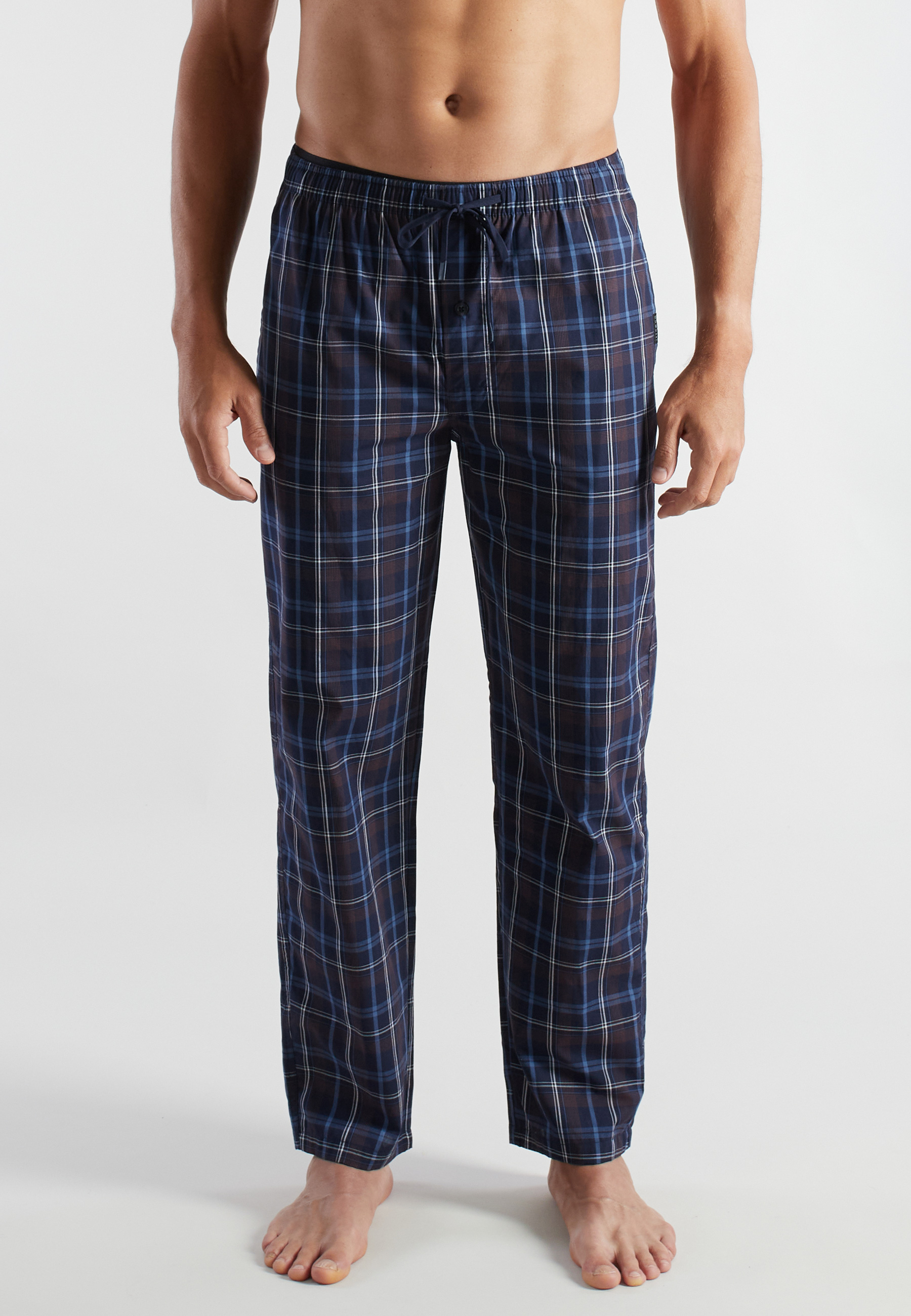 BUGATTI Herren Lange-Hose blau kariert