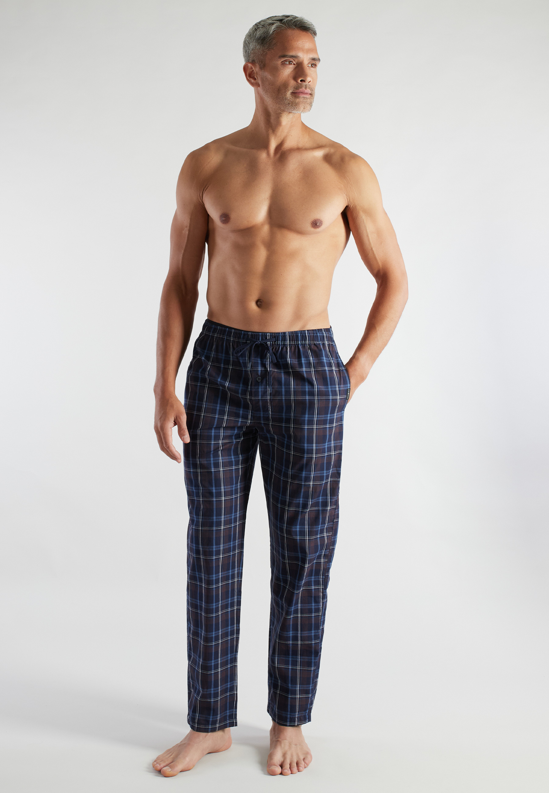 BUGATTI Herren Lange-Hose blau kariert