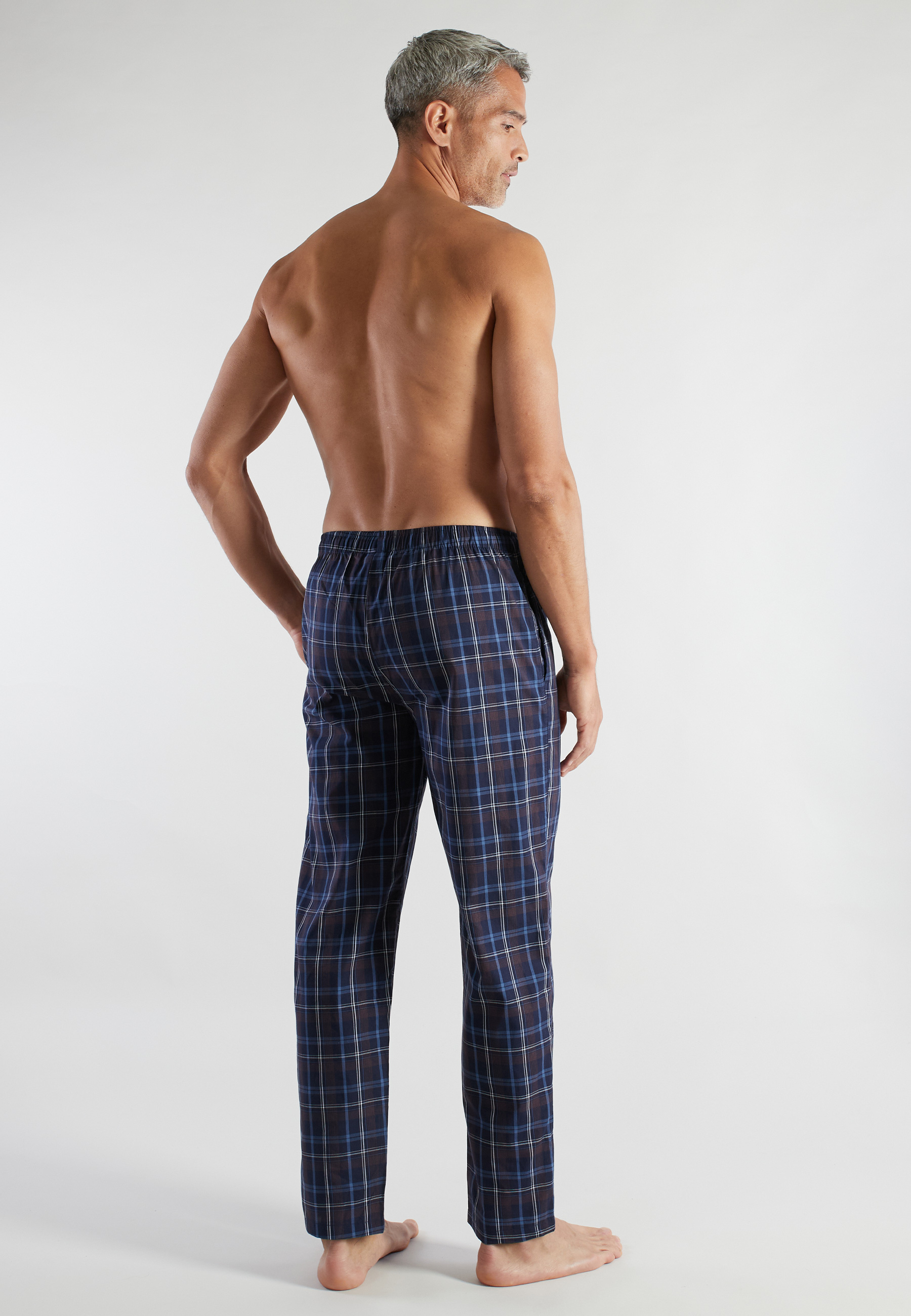 BUGATTI Herren Lange-Hose blau kariert