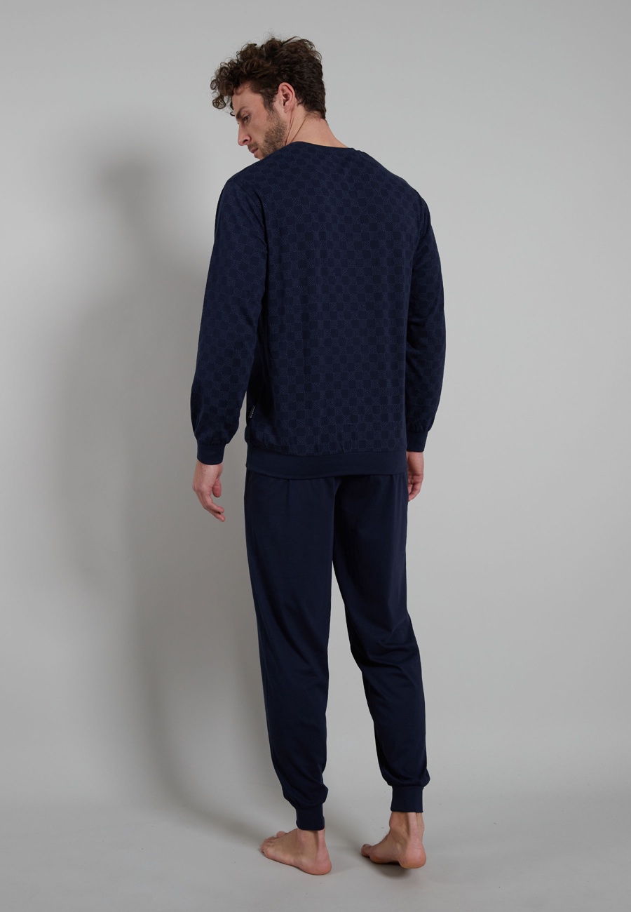 BUGATTI Herren Pyjama blau uni