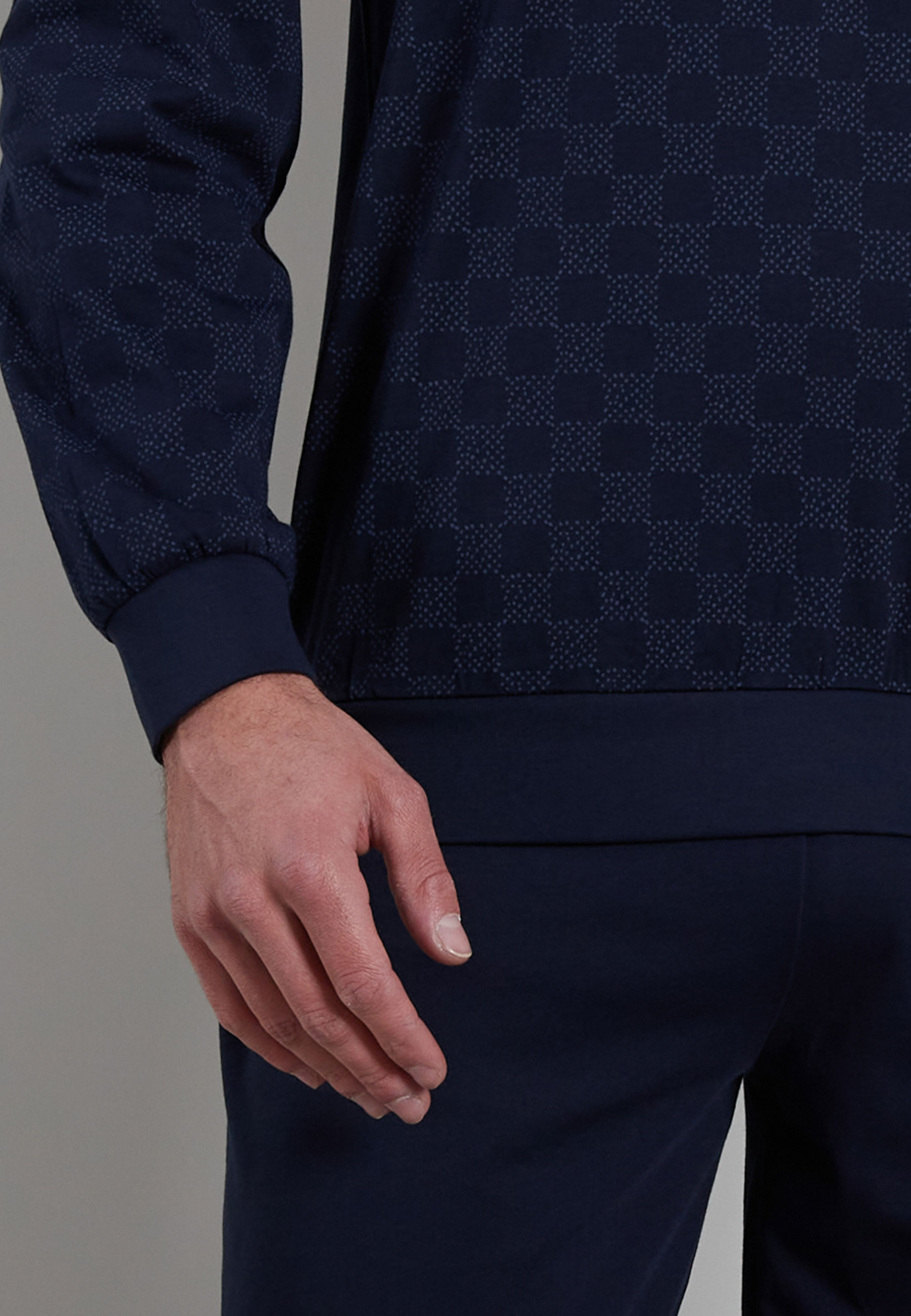 BUGATTI Herren Pyjama blau uni