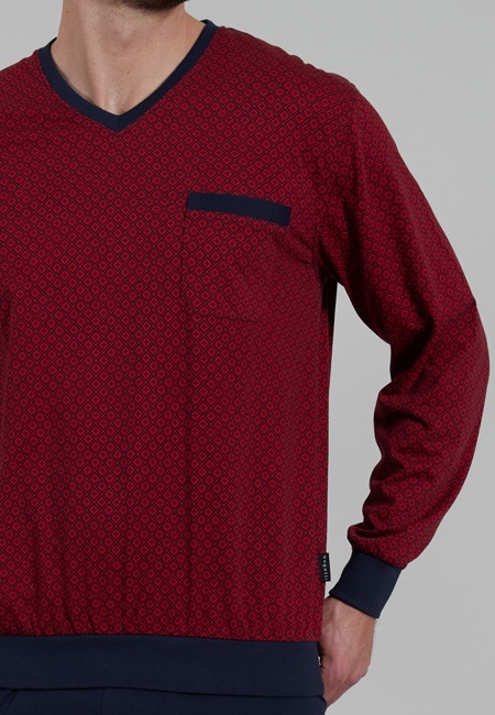 BUGATTI Herren Pyjama rot uni