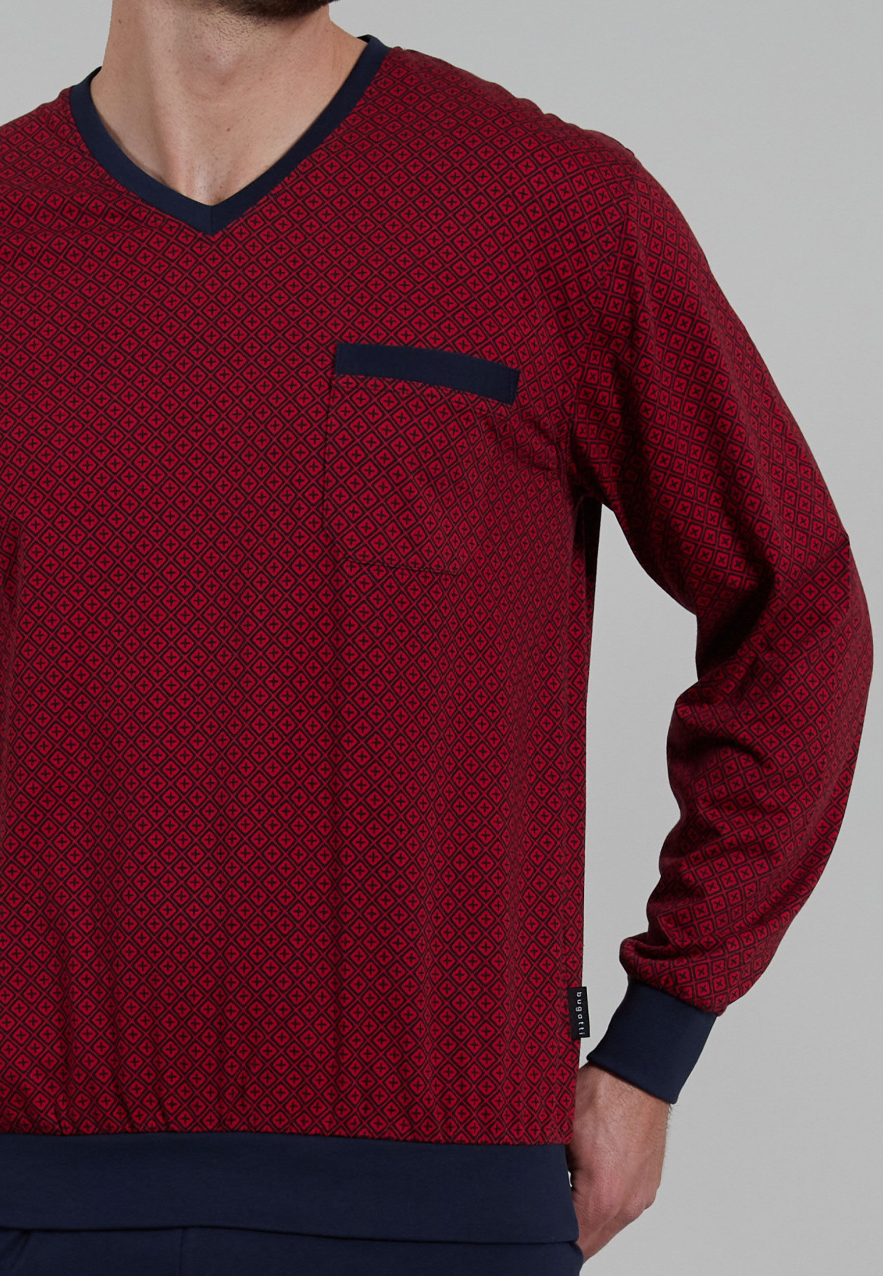 BUGATTI Herren Pyjama rot uni