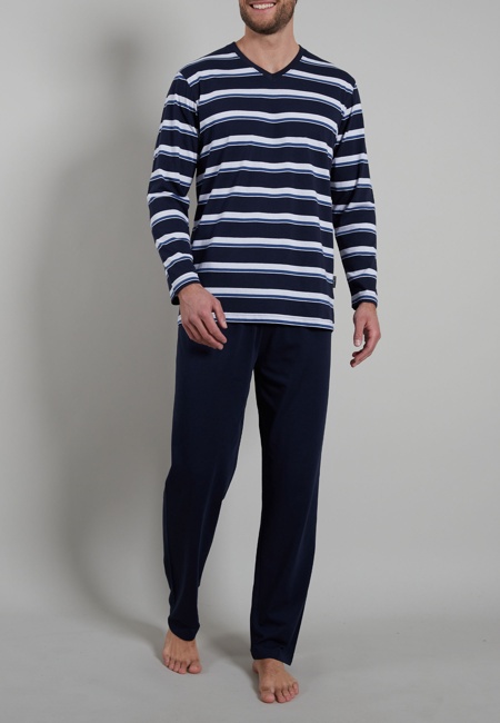 BUGATTI Herren Pyjama blau uni