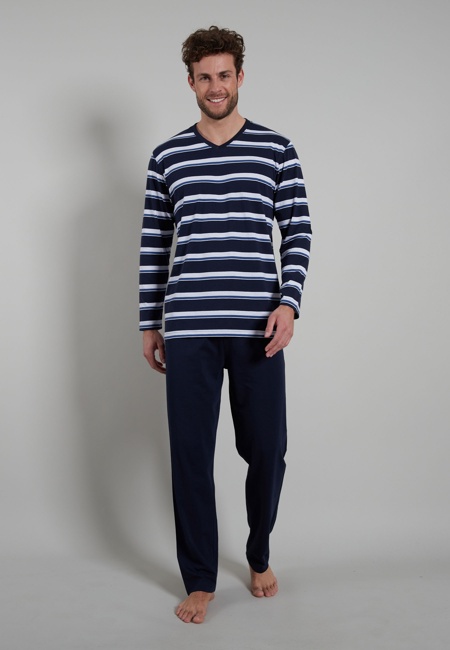 BUGATTI Herren Pyjama blau uni