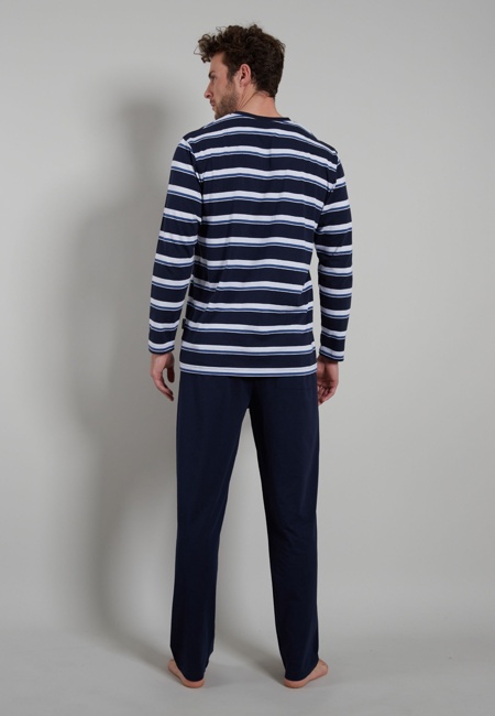 BUGATTI Herren Pyjama blau uni
